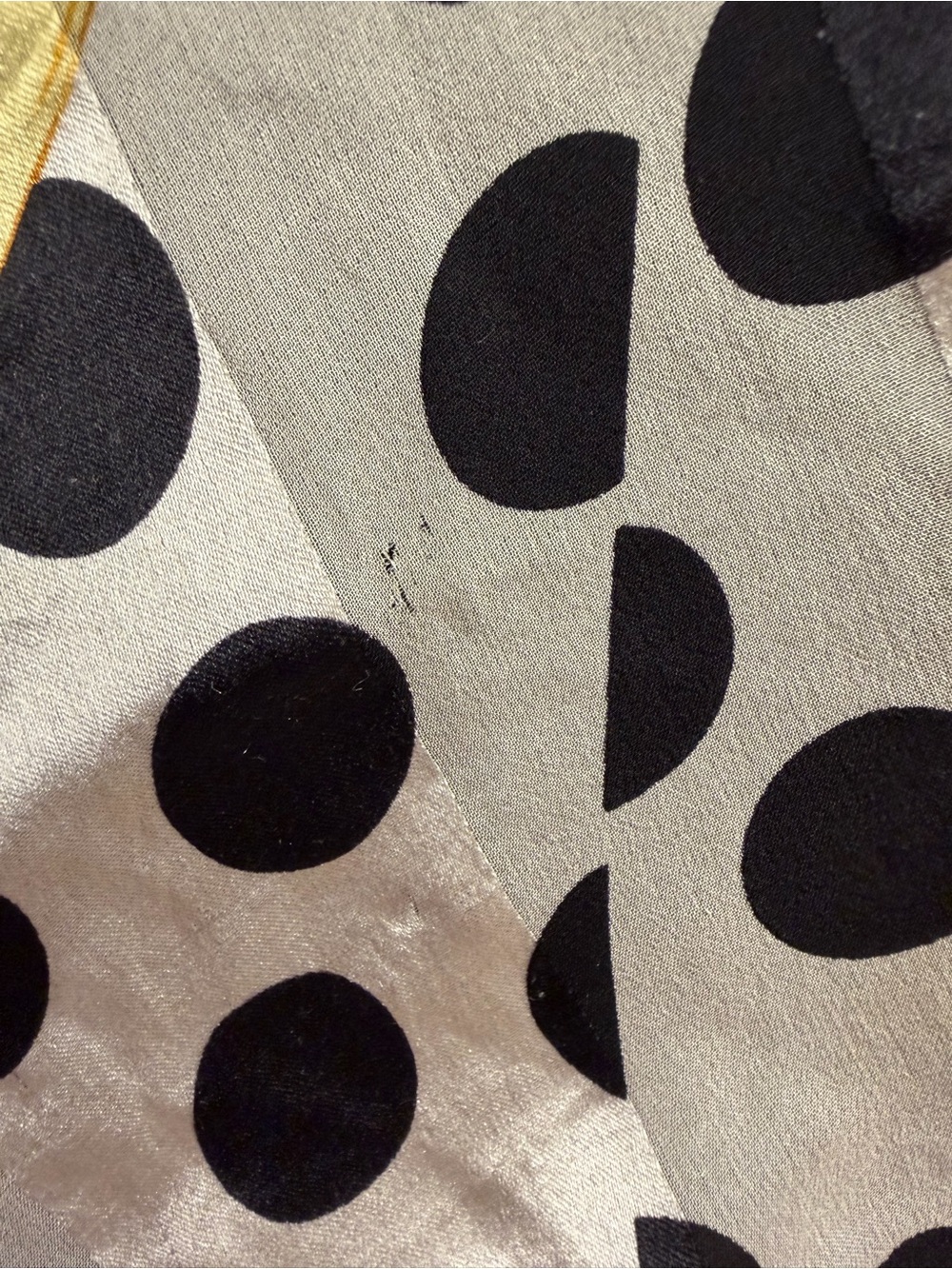 Dior Black & White Polka Dot Silk Scarf with Gold Accent - Picture 5 of 9